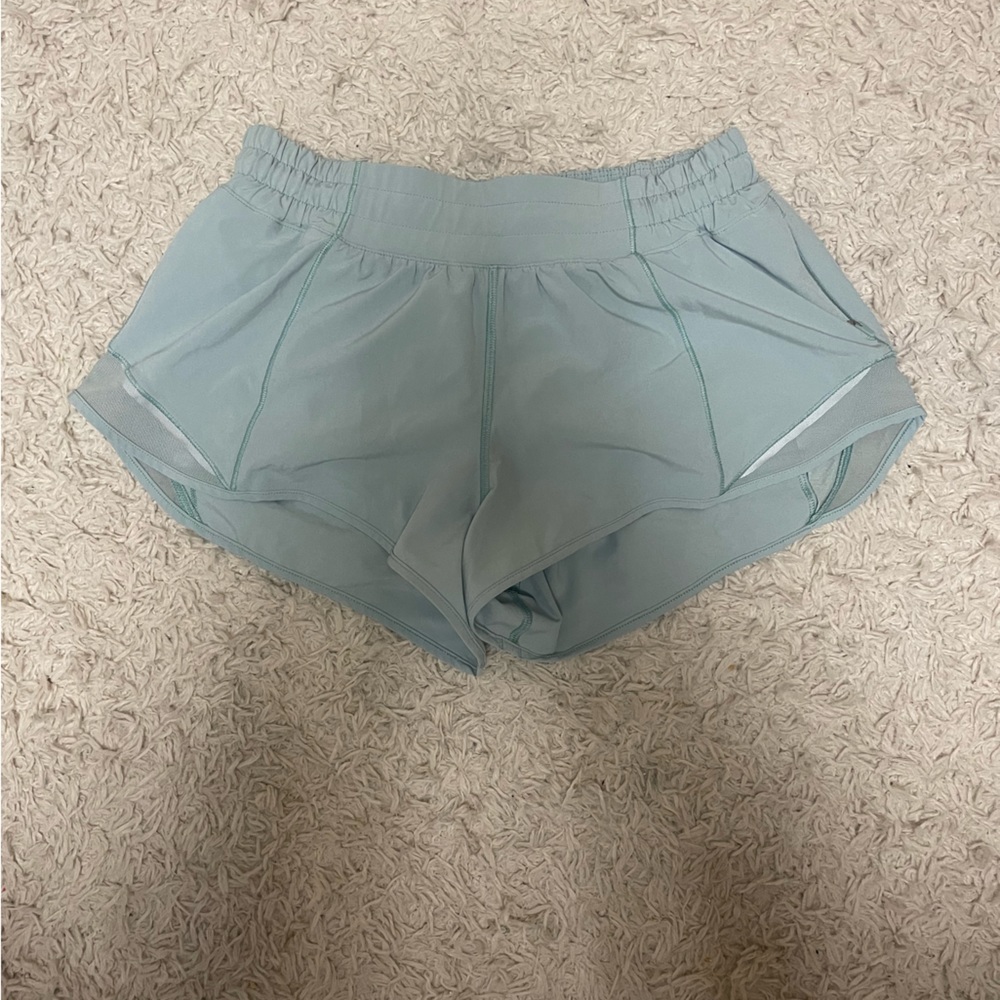 Size 6 Teal/Blue Lululemon Hotty Hot Shorts